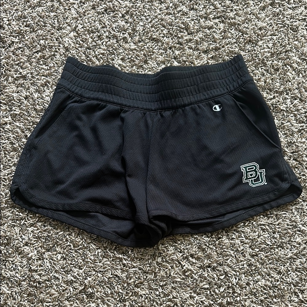 Champion Black Athletic Shorts with Elastic Waistband | Baylor University
